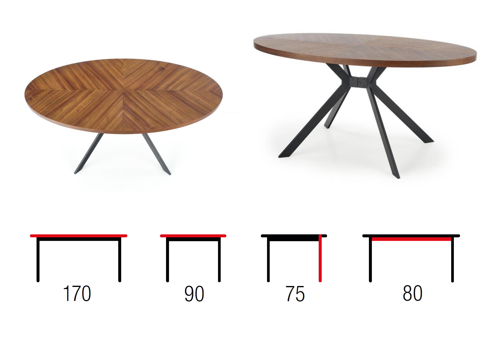 owalny stół w okleinie naturalnej locarno, stół i krzesła, wymiary